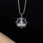 Fortune Jewel Vintage Lotus Sitting Buddha Design Stainless Steel Enlightenment Necklace Pendant Fortune Jewel