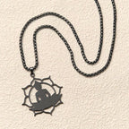 Fortune Jewel Vintage Lotus Sitting Buddha Design Stainless Steel Enlightenment Necklace Pendant Fortune Jewel