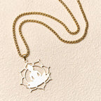Fortune Jewel Vintage Lotus Sitting Buddha Design Stainless Steel Enlightenment Necklace Pendant Fortune Jewel