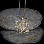 Fortune Jewel Vintage Koi Fish Hollow Design Stainless Steel Luck Necklace Pendant Fortune Jewel