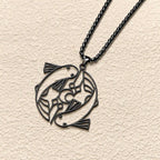 Fortune Jewel Vintage Koi Fish Hollow Design Stainless Steel Luck Necklace Pendant Fortune Jewel