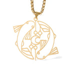 Fortune Jewel Vintage Koi Fish Hollow Design Stainless Steel Luck Necklace Pendant Fortune Jewel