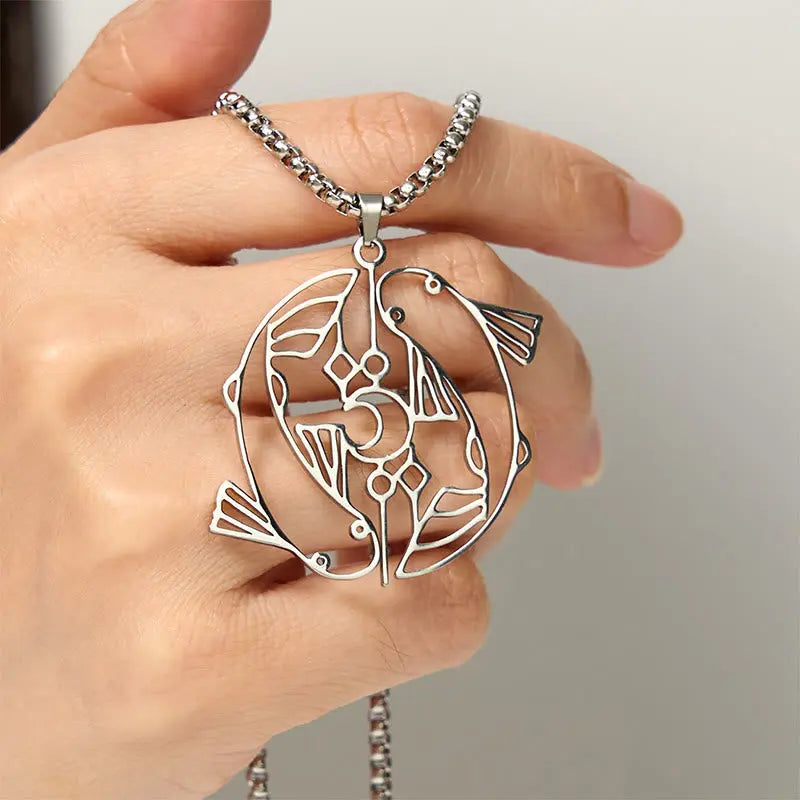 Fortune Jewel Vintage Koi Fish Hollow Design Stainless Steel Luck Necklace Pendant Fortune Jewel