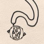 Fortune Jewel Vintage Koi Fish Hollow Design Stainless Steel Luck Necklace Pendant Fortune Jewel