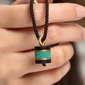 Fortune Jewel Ebony Wood Turquoise Cylinder Peace Necklace Pendant Fortune Jewel