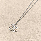 Fortune Jewel Hollow Lotus Design Stainless Steel Enlightenment Necklace Pendant Fortune Jewel