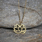 Fortune Jewel Hollow Lotus Design Stainless Steel Enlightenment Necklace Pendant Fortune Jewel
