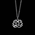 Fortune Jewel Hollow Lotus Design Stainless Steel Enlightenment Necklace Pendant Fortune Jewel