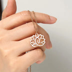 Fortune Jewel Hollow Lotus Design Stainless Steel Enlightenment Necklace Pendant Fortune Jewel