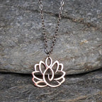 Fortune Jewel Hollow Lotus Design Stainless Steel Enlightenment Necklace Pendant Fortune Jewel
