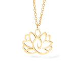 Fortune Jewel Hollow Lotus Design Stainless Steel Enlightenment Necklace Pendant Fortune Jewel