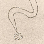 Fortune Jewel Hollow Lotus Design Stainless Steel Enlightenment Necklace Pendant Fortune Jewel