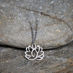 Fortune Jewel Hollow Lotus Design Stainless Steel Enlightenment Necklace Pendant Fortune Jewel