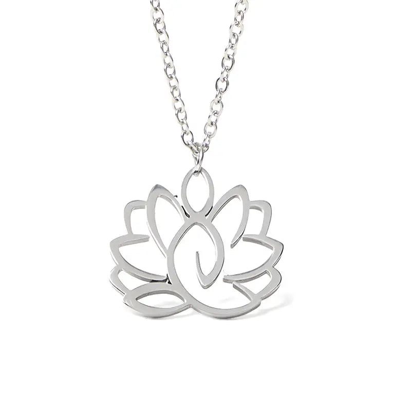 Fortune Jewel Hollow Lotus Design Stainless Steel Enlightenment Necklace Pendant Fortune Jewel