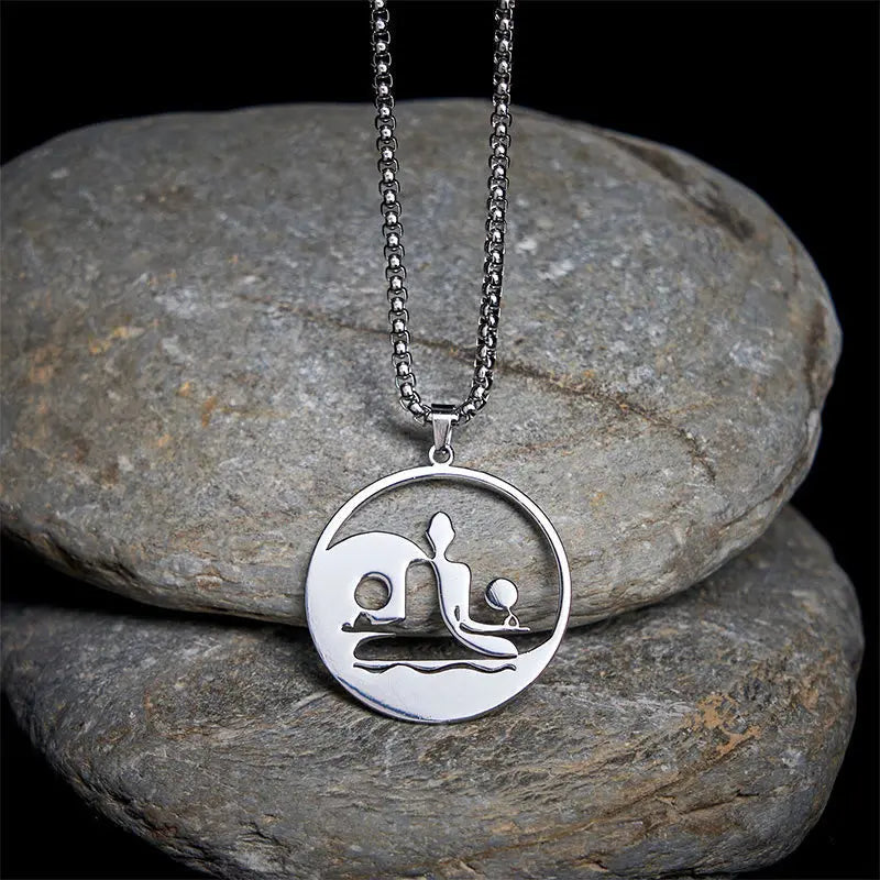 Fortune Jewel Yin Yang Buddha Figure Hollow Design Stainless Steel Balance Necklace Pendant Fortune Jewel