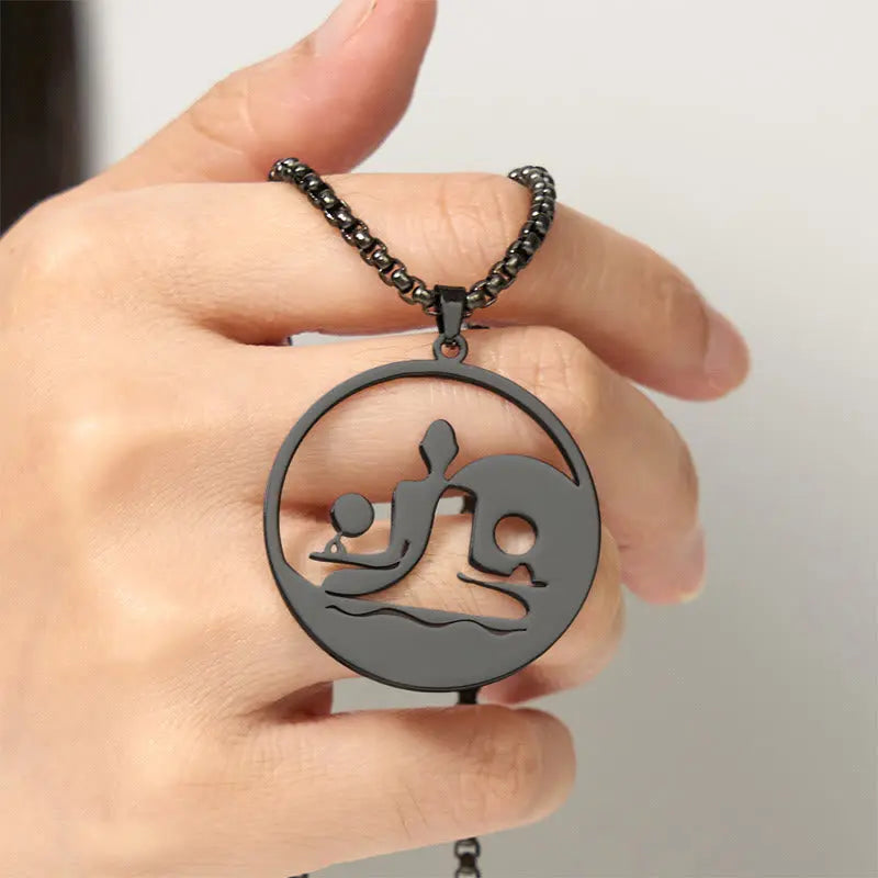 Fortune Jewel Yin Yang Buddha Figure Hollow Design Stainless Steel Balance Necklace Pendant Fortune Jewel