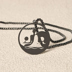 Fortune Jewel Yin Yang Buddha Figure Hollow Design Stainless Steel Balance Necklace Pendant Fortune Jewel