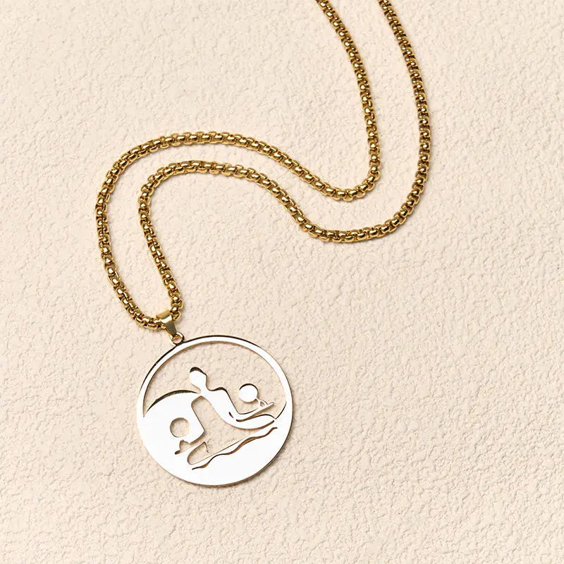 Fortune Jewel Yin Yang Buddha Figure Hollow Design Stainless Steel Balance Necklace Pendant Fortune Jewel