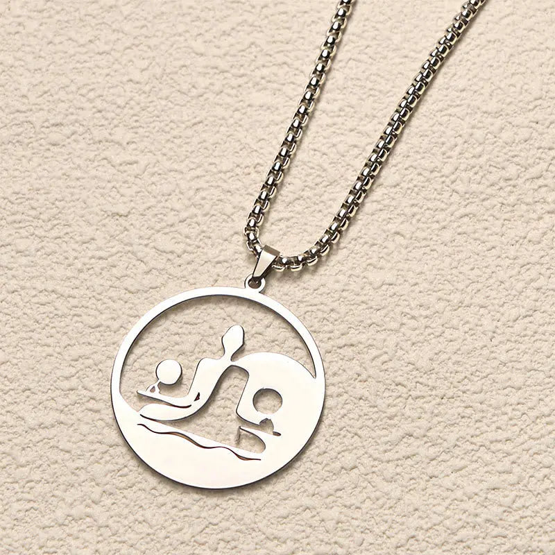Fortune Jewel Yin Yang Buddha Figure Hollow Design Stainless Steel Balance Necklace Pendant Fortune Jewel