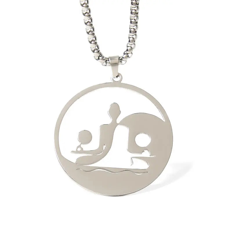 Fortune Jewel Yin Yang Buddha Figure Hollow Design Stainless Steel Balance Necklace Pendant Fortune Jewel