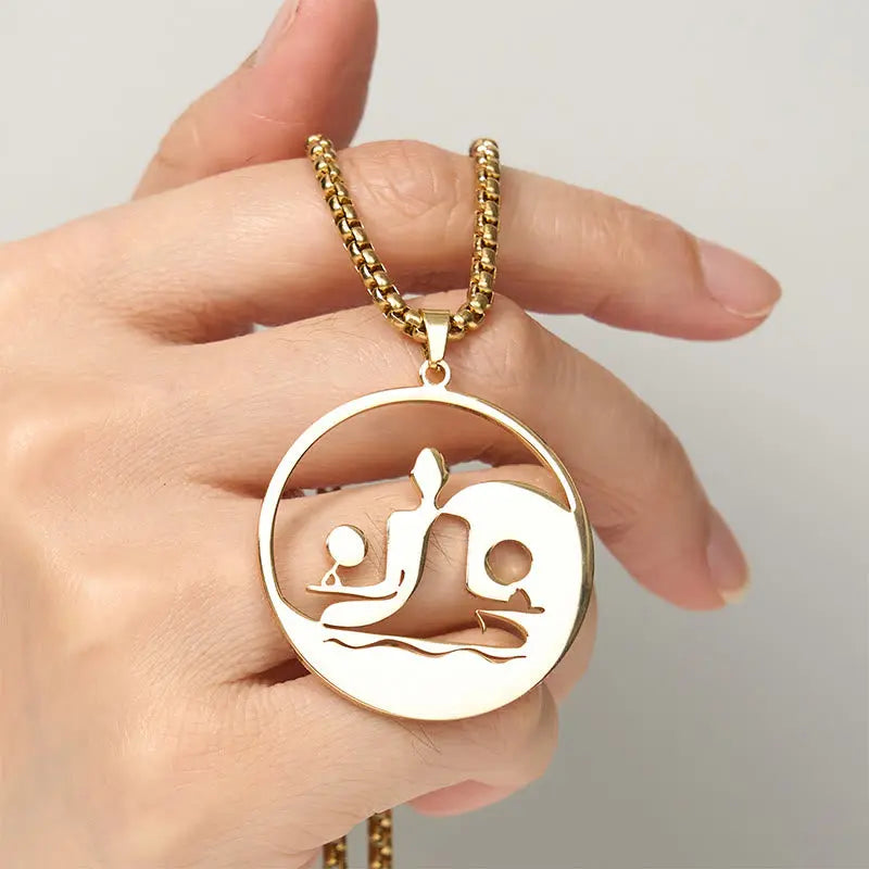 Fortune Jewel Yin Yang Buddha Figure Hollow Design Stainless Steel Balance Necklace Pendant Fortune Jewel