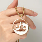 Fortune Jewel Yin Yang Buddha Figure Hollow Design Stainless Steel Balance Necklace Pendant Fortune Jewel