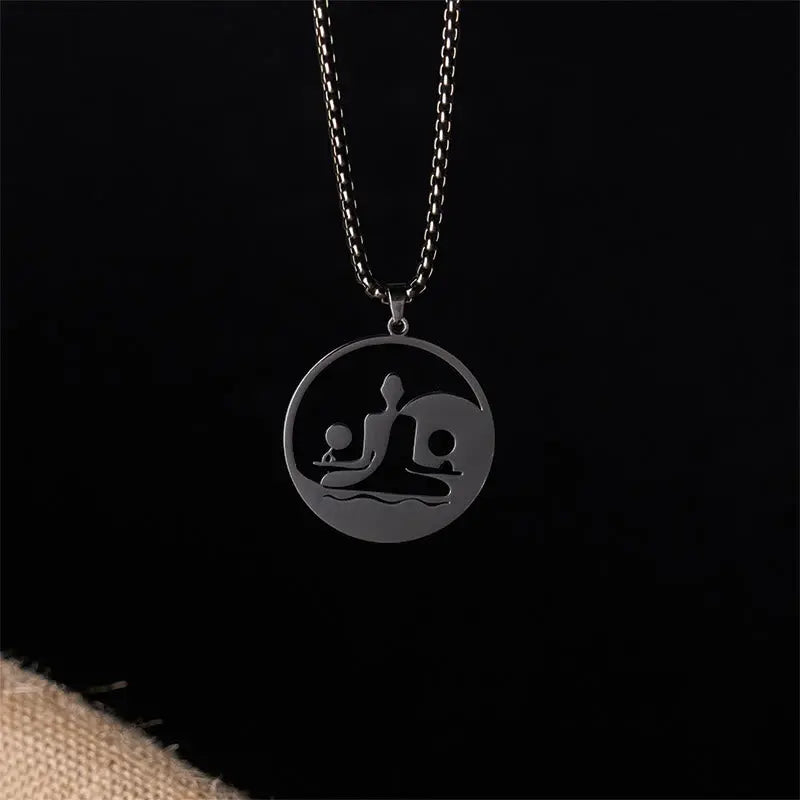 Fortune Jewel Yin Yang Buddha Figure Hollow Design Stainless Steel Balance Necklace Pendant Fortune Jewel