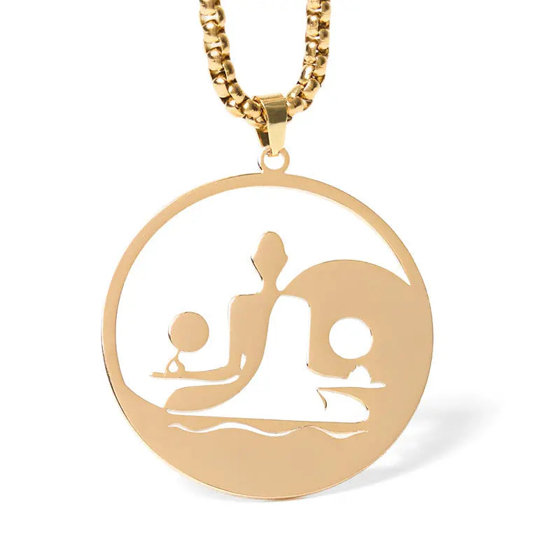 Fortune Jewel Yin Yang Buddha Figure Hollow Design Stainless Steel Balance Necklace Pendant Fortune Jewel