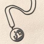 Fortune Jewel Yin Yang Buddha Figure Hollow Design Stainless Steel Balance Necklace Pendant Fortune Jewel