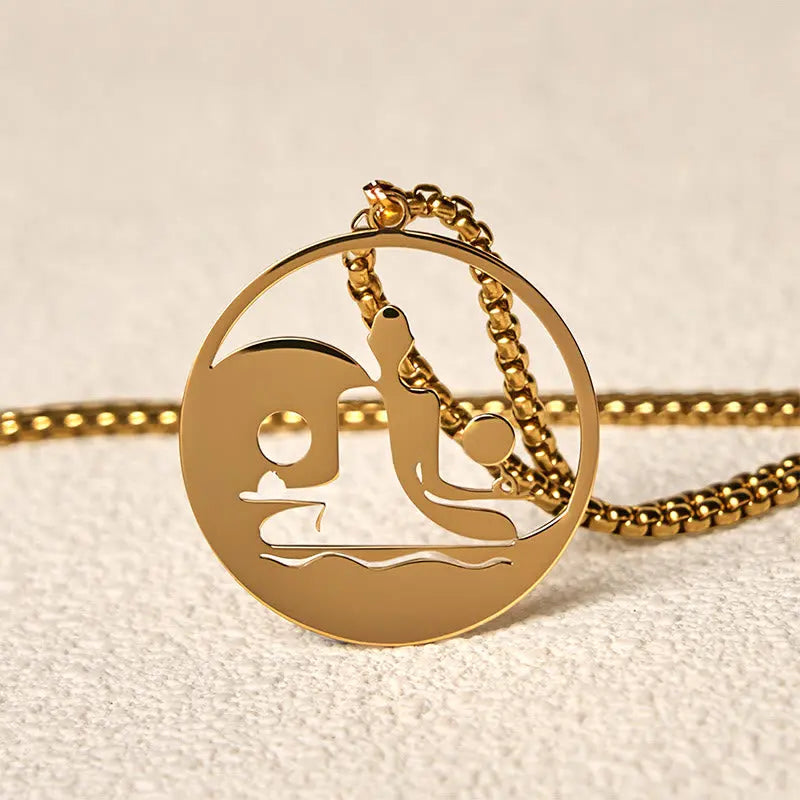 Fortune Jewel Yin Yang Buddha Figure Hollow Design Stainless Steel Balance Necklace Pendant Fortune Jewel