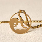 Fortune Jewel Yin Yang Buddha Figure Hollow Design Stainless Steel Balance Necklace Pendant Fortune Jewel