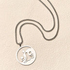 Fortune Jewel Yin Yang Buddha Figure Hollow Design Stainless Steel Balance Necklace Pendant Fortune Jewel