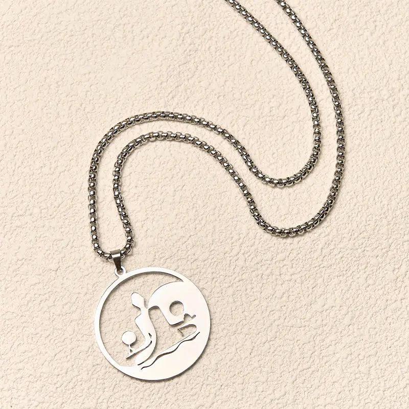 Fortune Jewel Yin Yang Buddha Figure Hollow Design Stainless Steel Balance Necklace Pendant Fortune Jewel