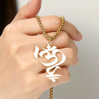 Fortune Jewel Vintage OM Symbol geometry Design Stainless Steel Connection Necklace Pendant Fortune Jewel