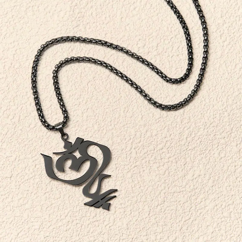 Fortune Jewel Vintage OM Symbol geometry Design Stainless Steel Connection Necklace Pendant Fortune Jewel