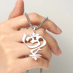 Fortune Jewel Vintage OM Symbol geometry Design Stainless Steel Connection Necklace Pendant Fortune Jewel