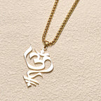 Fortune Jewel Vintage OM Symbol geometry Design Stainless Steel Connection Necklace Pendant Fortune Jewel