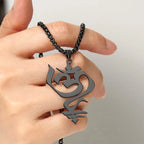 Fortune Jewel Vintage OM Symbol geometry Design Stainless Steel Connection Necklace Pendant Fortune Jewel