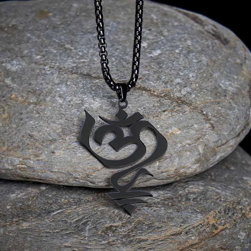Fortune Jewel Vintage OM Symbol geometry Design Stainless Steel Connection Necklace Pendant Fortune Jewel