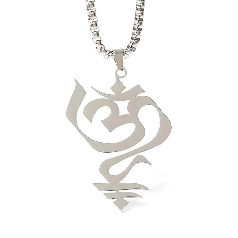 Fortune Jewel Vintage OM Symbol geometry Design Stainless Steel Connection Necklace Pendant Fortune Jewel