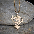 Fortune Jewel Vintage OM Symbol geometry Design Stainless Steel Connection Necklace Pendant Fortune Jewel