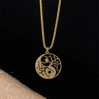Fortune Jewel Branches Hollow Yin Yang Design Stainless Steel Balance Necklace Pendant Fortune Jewel