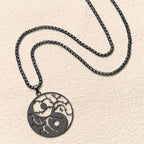 Fortune Jewel Branches Hollow Yin Yang Design Stainless Steel Balance Necklace Pendant Fortune Jewel