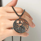 Fortune Jewel Branches Hollow Yin Yang Design Stainless Steel Balance Necklace Pendant Fortune Jewel