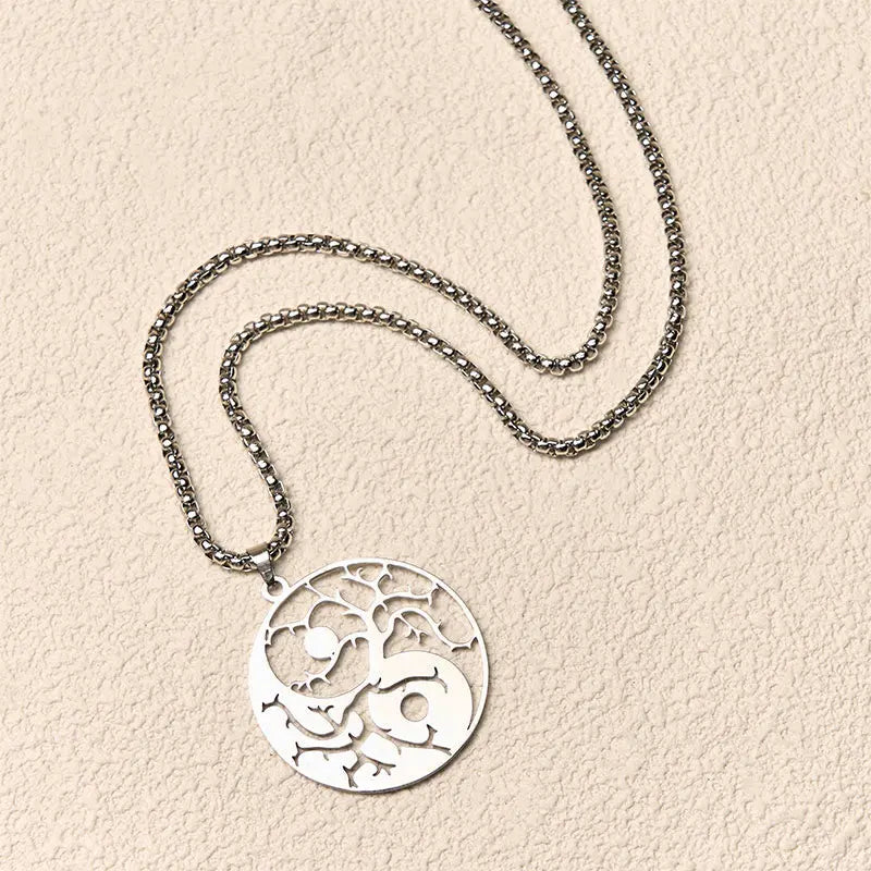 Fortune Jewel Branches Hollow Yin Yang Design Stainless Steel Balance Necklace Pendant Fortune Jewel