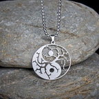 Fortune Jewel Branches Hollow Yin Yang Design Stainless Steel Balance Necklace Pendant Fortune Jewel