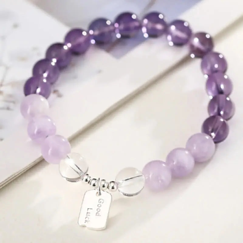Fortune Jewel Amethyst Rose Quartz Strawberry Quartz Good Luck Charm Bracelet Fortune Jewel