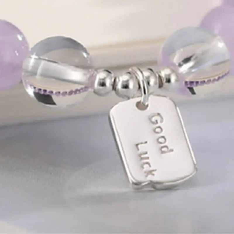 Fortune Jewel Amethyst Rose Quartz Strawberry Quartz Good Luck Charm Bracelet Fortune Jewel