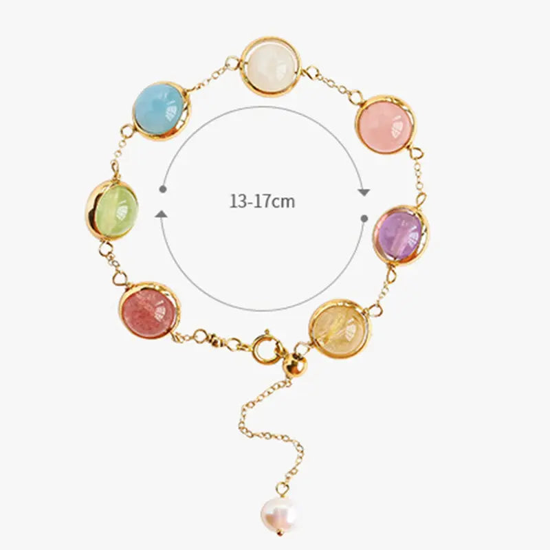 Fortune Jewel Colorful Crystal Amethyst Strawberry Quartz Balance Bracelet Fortune Jewel