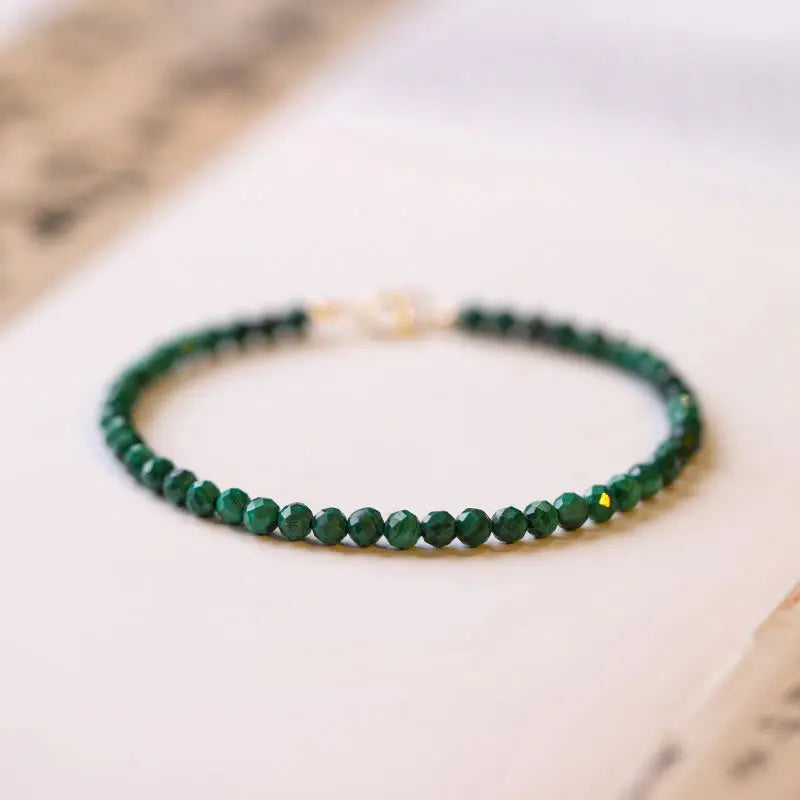 Fortune Jewel 3mm Natural Malachite Ultra-thin Beads Anti-anxiety Bracelet Fortune Jewel